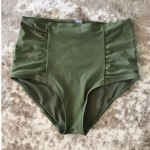 Olive green high waisted bikini bottom
